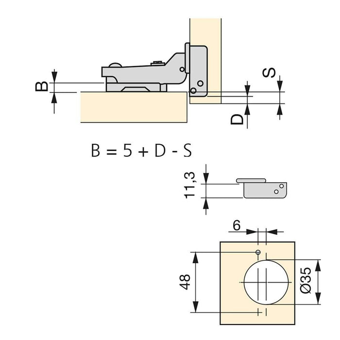 Kit von 20 Topfscharniere X91 telanschlag Schließautomatik Euro-Zusätzen, H 0, Stahl, vernickelt