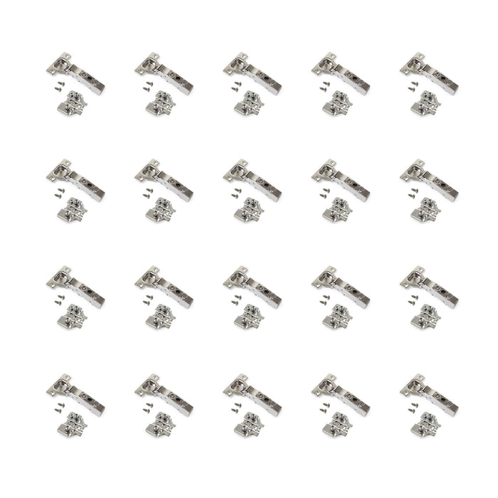 Kit von 20 Topfscharniere X91N Eckanschlag, Montageplatten vormontiereten Schrauben Spreizdübeln , Durchmesser 5x9.5mm, H 0, Stahl, vernickelt