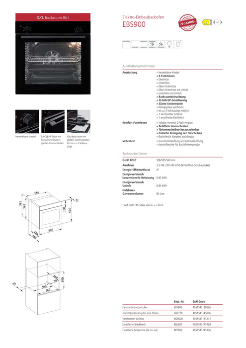 EBS900 | Einbaubackofen