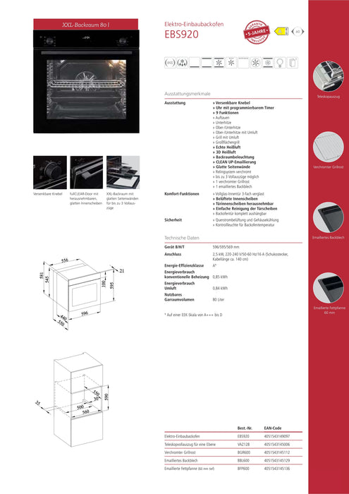 EBS920 | Einbaubackofen