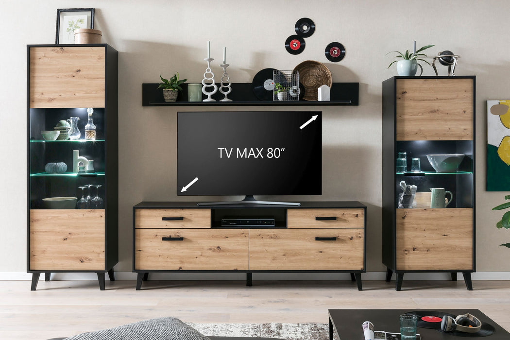 Hometrend | ARTONA VC Wohnkombination | 4-teilig | Dekor Artisan Eiche / Schwarz