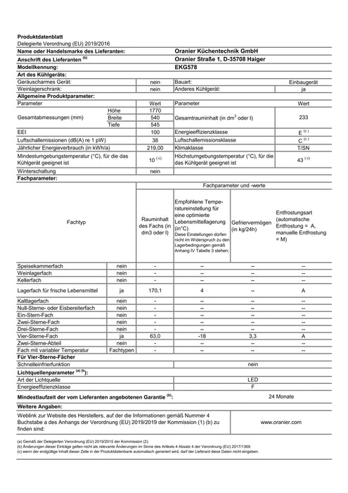 EKG578 | Einbau Kühl-Gefrier-Kombination