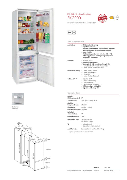 EKG900 | Einbau Kühl-Gefrier-Kombination