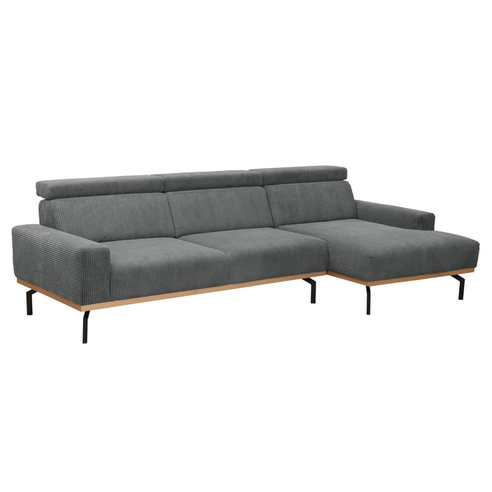 NEU Max Winzer | Emmi | Sofa | Sofa 2,5-Sitzer links / Longchair rechts | Cordstoff | Füße Metall Schwarz (abgewinkelt)