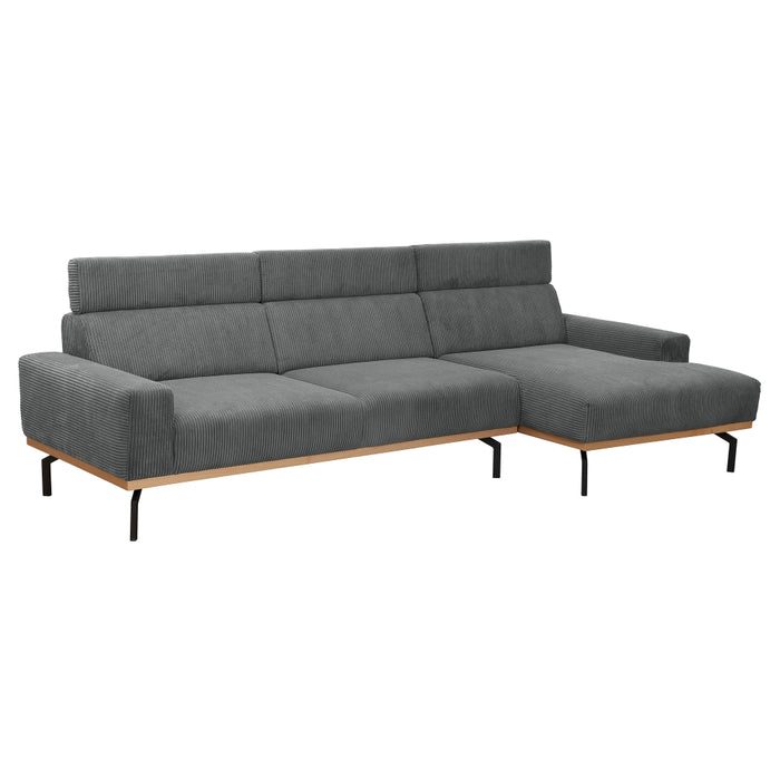 NEU Max Winzer | Emmi | Sofa | Sofa 2,5-Sitzer links / Longchair rechts | Cordstoff | Füße Metall Schwarz (abgewinkelt)
