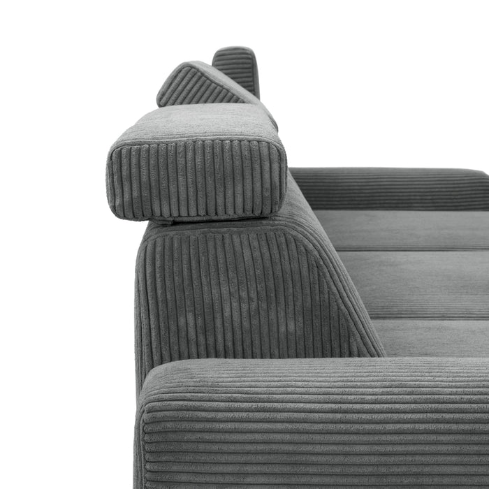 NEU Max Winzer | Emmi | Sofa | Sofa 2,5-Sitzer links / Longchair rechts | Cordstoff | Füße Metall Schwarz (abgewinkelt)