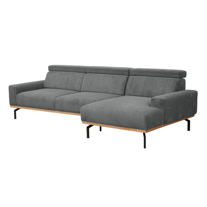 NEU Max Winzer | Emmi | Sofa | Sofa 2,5-Sitzer links / Longchair rechts | Cordstoff | Füße Metall Schwarz (abgewinkelt)