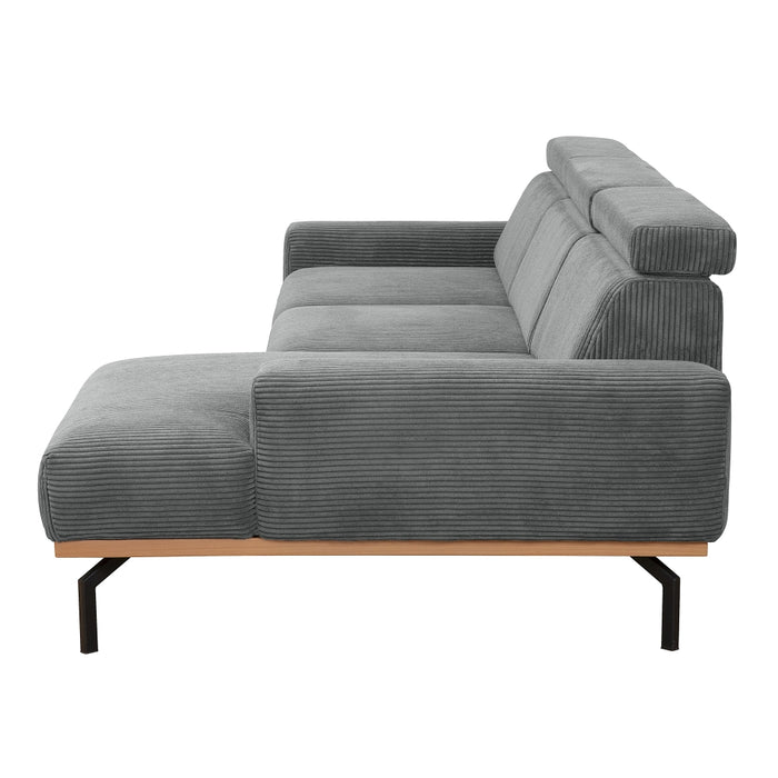 NEU Max Winzer | Emmi | Sofa | Sofa 2,5-Sitzer links / Longchair rechts | Cordstoff | Füße Metall Schwarz (abgewinkelt)
