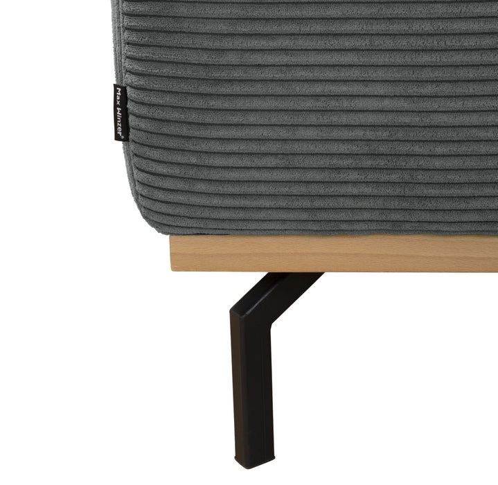 NEU Max Winzer | Emmi | Sofa | Sofa 2,5-Sitzer links / Longchair rechts | Cordstoff | Füße Metall Schwarz (abgewinkelt)