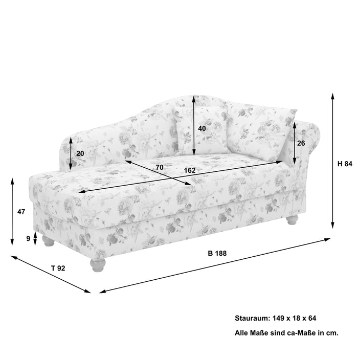 NEU Max Winzer | Evelyn | Sofa | Recamiere Armlehne rechts | Flachgewebe | Füße Buche Erlefarbig Lackiert (gedrechselt)