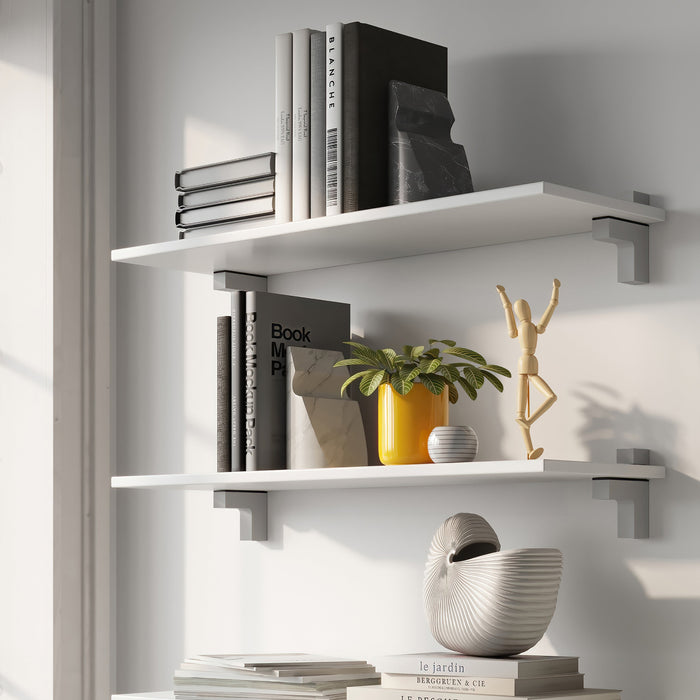 Satz Squad 2 Regalhalterung aus Holz oder Glas, Kunststoff Zamak, Grau metallic