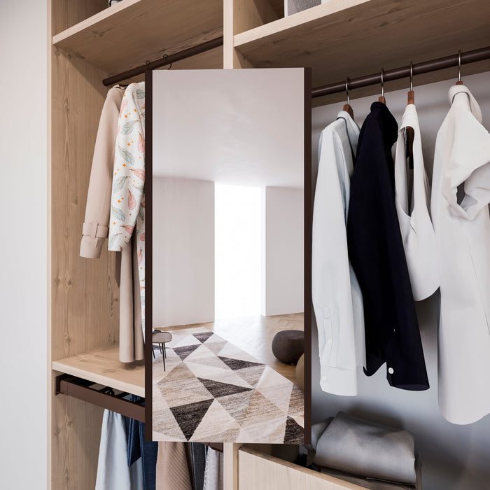 Emuca | Ausziehbarer Innenspiegel Schränke, Tiefschwarz lackiert, Stahl Kunststoff Glas