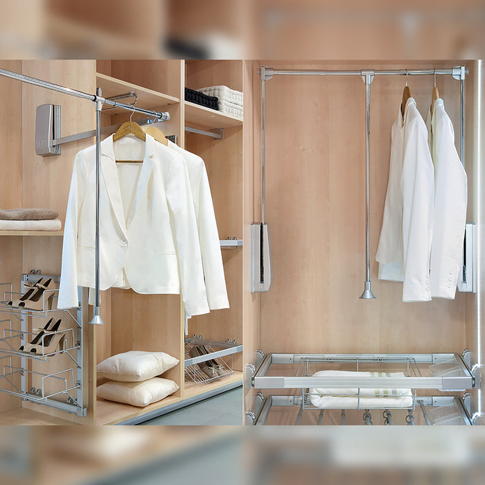 Kleiderlift Garderoben Hang, 450 - 600, Verchromt, Stahl Kunststoff