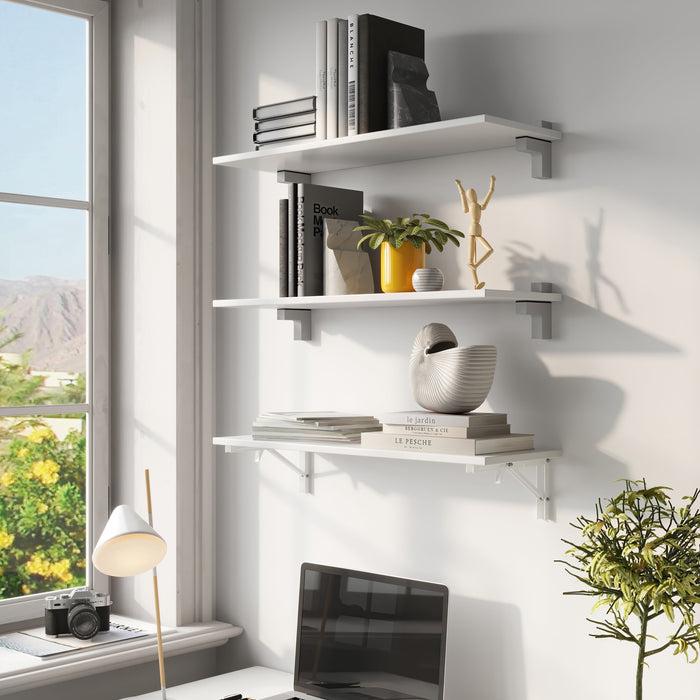 Satz Squad 2 Regalhalterung aus Holz oder Glas, Kunststoff Zamak, Grau metallic