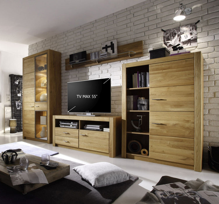 Hometrend | Hartford VC-01 Wohnkombination | 4-teilig | Asteiche massiv geölt / Wild Eiche