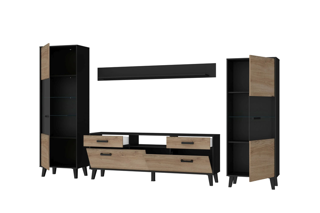 Hometrend | ARTONA VC Wohnkombination | 4-teilig | Dekor Artisan Eiche / Schwarz