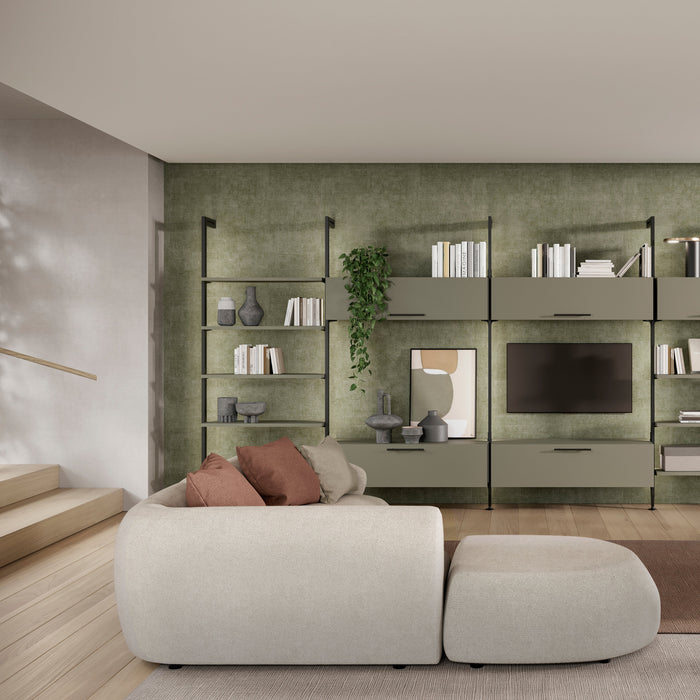 Emuca Satz von 2 Zero Rahmen Beschlägen Profilen Boden- Wandmontage, Aluminium Zamak, Schwarz strukturiert