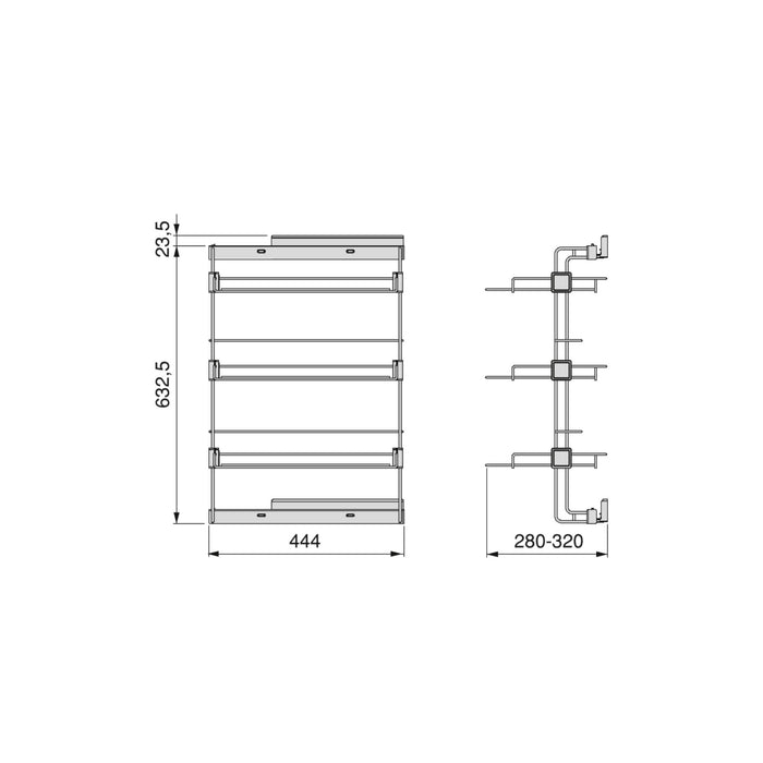 Emuca | Ausziehbares seitliches Schuhregal Schränke begehbare Kleiderschränke Hack, Rechts