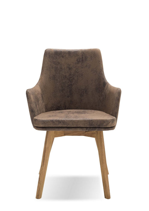 Gradel | Stuhl | 216 | Armlehnstuhl Larissa Mikrofaser braun | 63x92x61 | Wildeiche natur