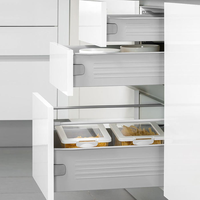 10er Satz Küchenschubladen Ultrabox, H 86mm, T 270mm, Stahl, Metallic Grau