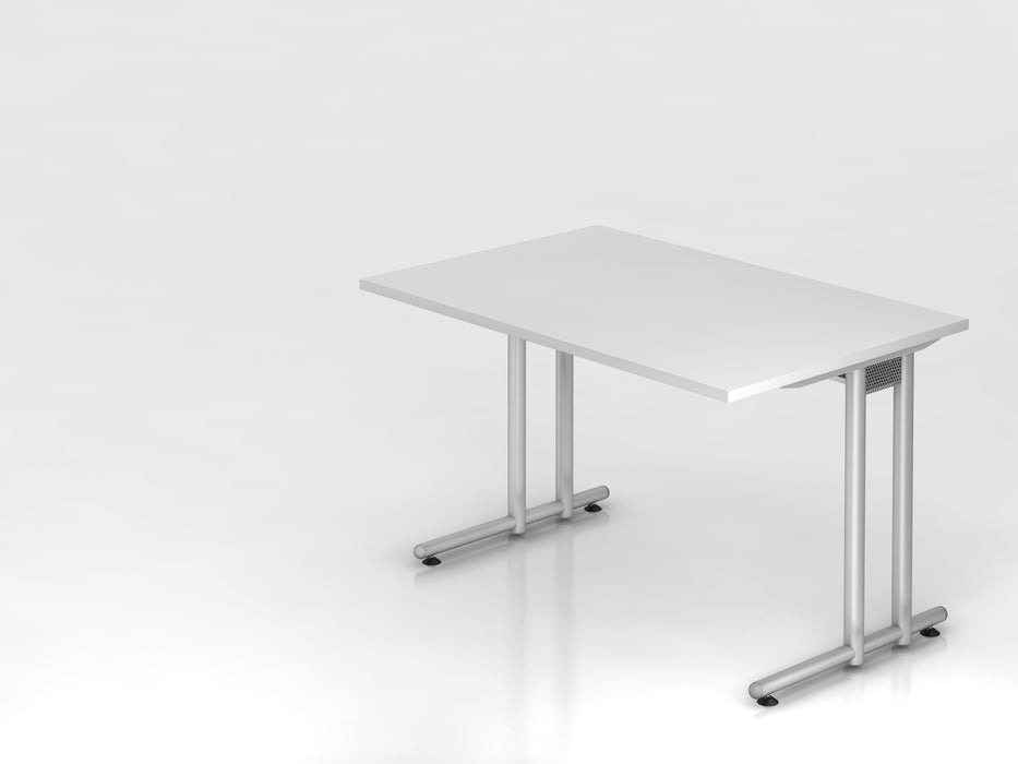 Hammerbacher | Schreibtisch C-Fuß 120x80cm Weiß / Silber