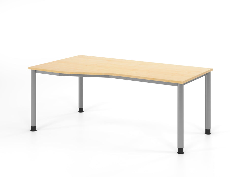 Hammerbacher | Schreibtisch 4Fuß-rd.180x100 / 80cm Ahorn / Silber