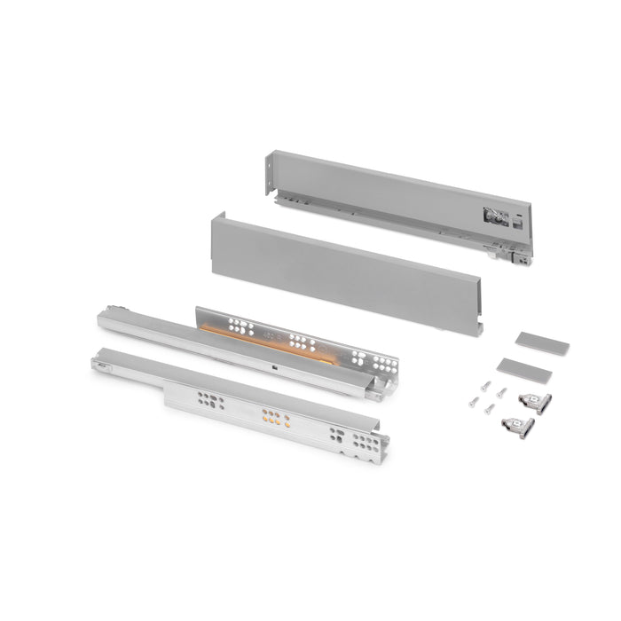 Emuca AUSLAUF | Aussenschublade Vertex 40Kg H 93mm, T 450mm, Stahl, Lackiert Grau