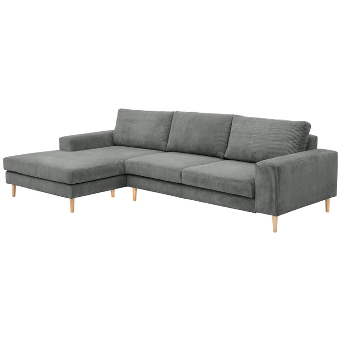 NEU Max Winzer | Florian | Sofa | Longchair links / Sofa 2,5-Sitzer rechts | Cordstoff | Füße Buche Natur (konisch rund)