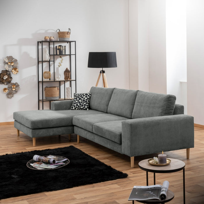 NEU Max Winzer | Florian | Sofa | Longchair links / Sofa 2,5-Sitzer rechts | Cordstoff | Füße Buche Natur (konisch rund)