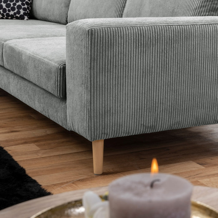 NEU Max Winzer | Florian | Sofa | Longchair links / Sofa 2,5-Sitzer rechts | Cordstoff | Füße Buche Natur (konisch rund)