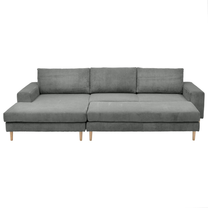NEU Max Winzer | Florian | Sofa | Longchair links / Sofa 2,5-Sitzer rechts | Cordstoff | Füße Buche Natur (konisch rund)