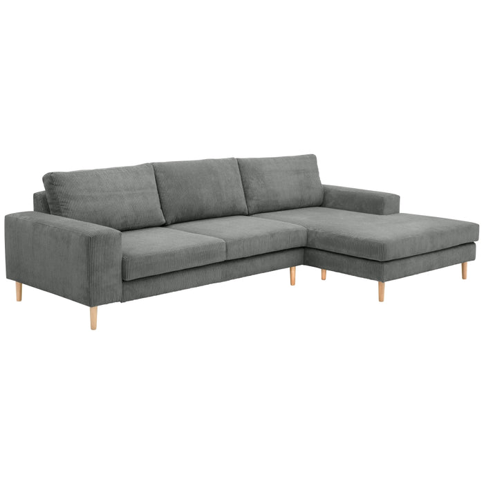 NEU Max Winzer | Florian | Sofa | Sofa 2,5-Sitzer links / Longchair rechts | Cordstoff | Füße Buche Natur (konisch rund)