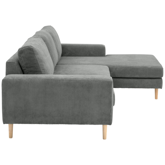 NEU Max Winzer | Florian | Sofa | Sofa 2,5-Sitzer links / Longchair rechts | Cordstoff | Füße Buche Natur (konisch rund)