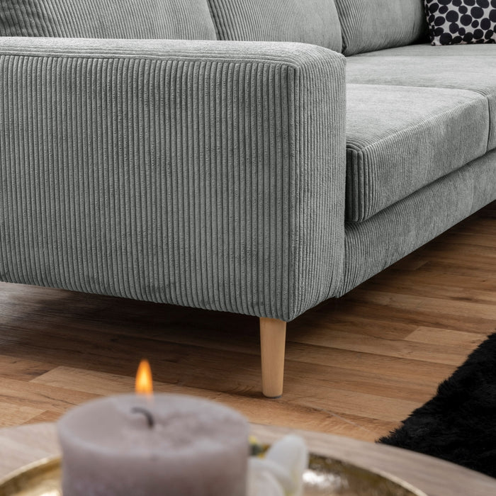 NEU Max Winzer | Florian | Sofa | Sofa 2,5-Sitzer links / Longchair rechts | Cordstoff | Füße Buche Natur (konisch rund)