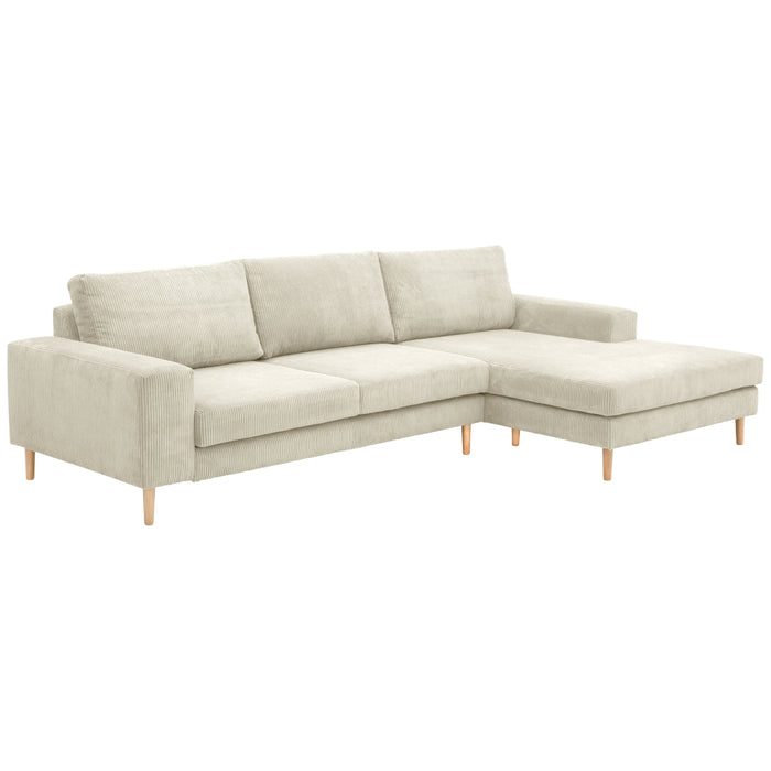 NEU Max Winzer | Florian | Sofa | Sofa 2,5-Sitzer links / Longchair rechts | Cordstoff | Füße Buche Natur (konisch rund)