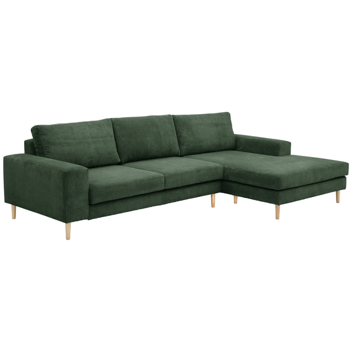 NEU Max Winzer | Florian | Sofa | Sofa 2,5-Sitzer links / Longchair rechts | Cordstoff | Füße Buche Natur (konisch rund)