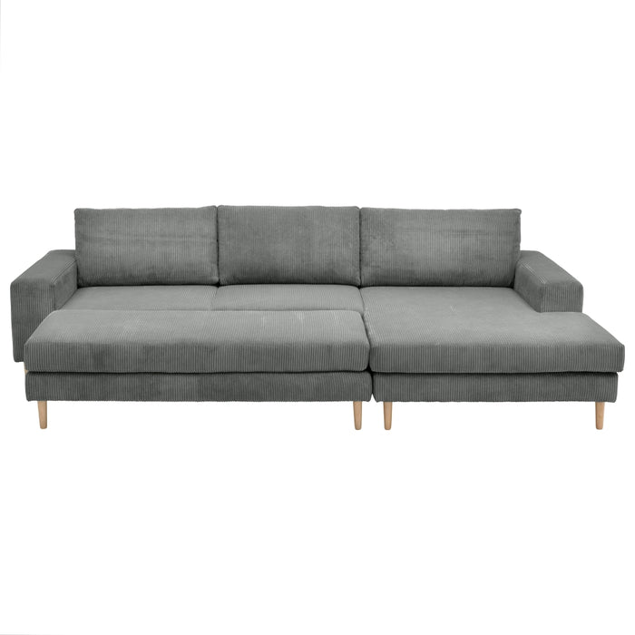 NEU Max Winzer | Florian | Sofa | Sofa 2,5-Sitzer links / Longchair rechts | Cordstoff | Füße Buche Natur (konisch rund)