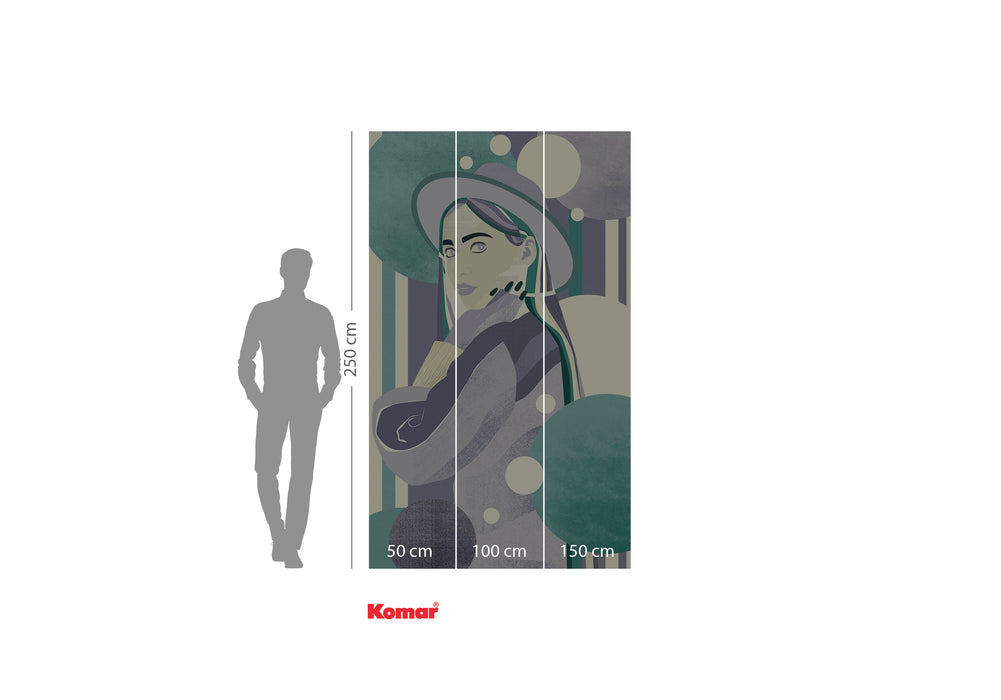 Komar NEU | Digitaldruck Vlies Fototapete - Woman Hat Colour - Größe 150 x 250 cm