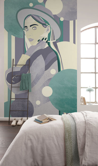 Komar NEU | Digitaldruck Vlies Fototapete - Woman Hat Colour - Größe 150 x 250 cm