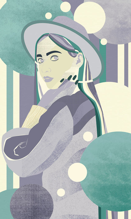 Komar NEU | Digitaldruck Vlies Fototapete - Woman Hat Colour - Größe 150 x 250 cm