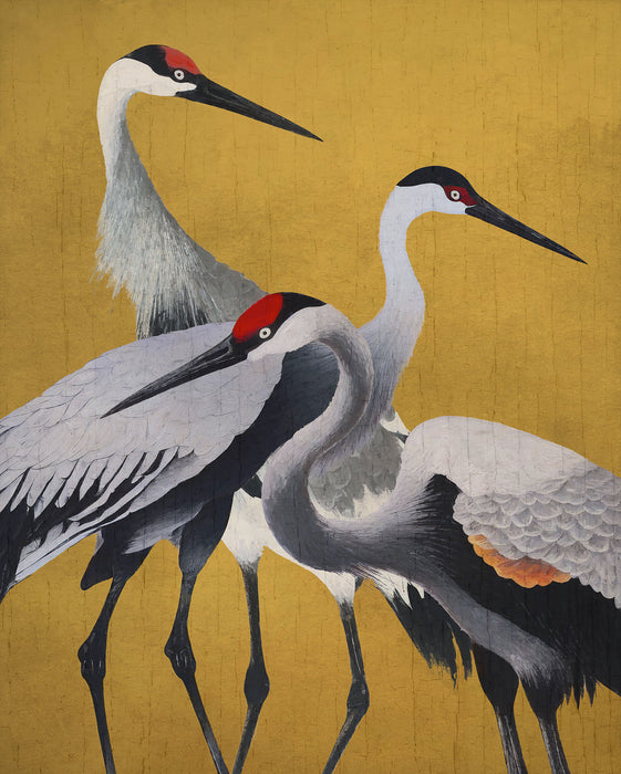 Digitaldruck Vlies Fototapete | Yellow Cranes | 200 x 250 cm