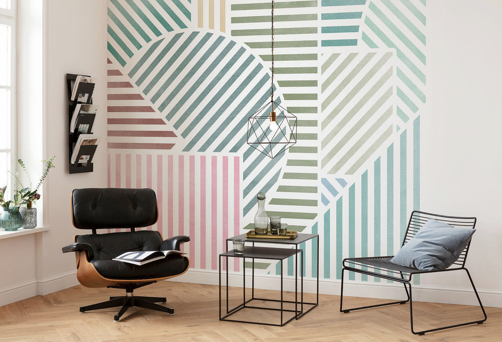 Komar NEU | Digitaldruck Vlies Fototapete - Jeux de Lignes Bonbon - Größe 300 x 250 cm