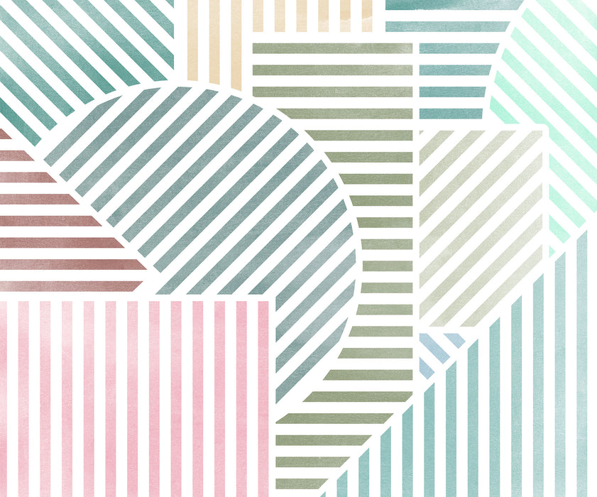 Komar NEU | Digitaldruck Vlies Fototapete - Jeux de Lignes Bonbon - Größe 300 x 250 cm