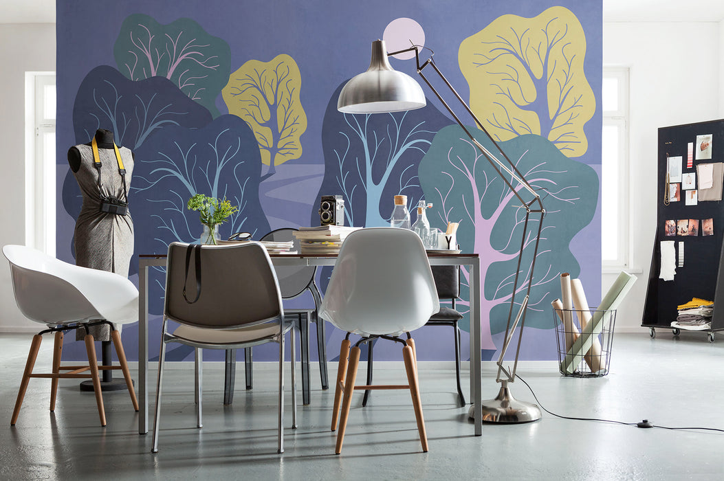 Komar NEU | Digitaldruck Vlies Fototapete - Purple Nights - Größe 350 x 250 cm