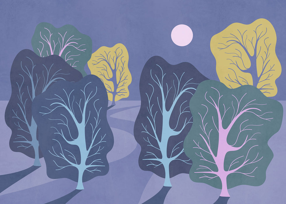 Komar NEU | Digitaldruck Vlies Fototapete - Purple Nights - Größe 350 x 250 cm