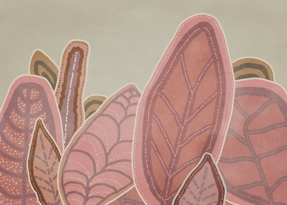 Komar NEU | Digitaldruck Vlies Fototapete - Papunya Leafs - Größe 350 x 250 cm