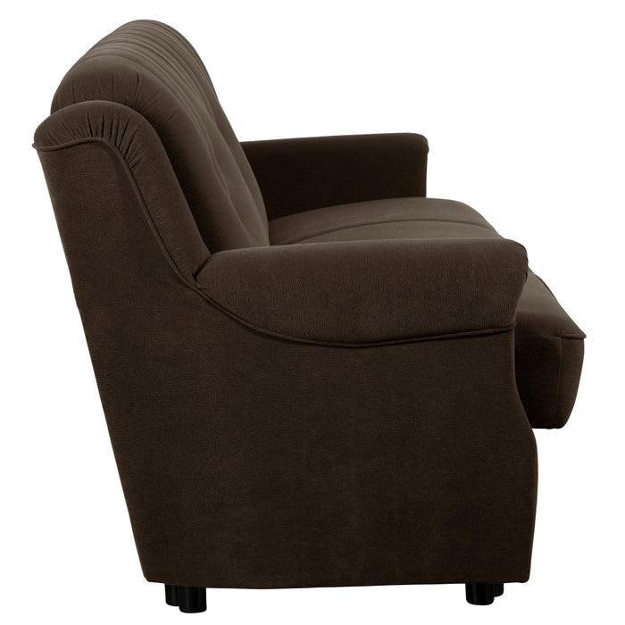 NEU Max Winzer | Freiburg | Sofa | Sofa 3-Sitzer mit Bettfunktion, Rücken unecht | Flockstoff | Füße Kunststoff Schwarz (Gleiter)