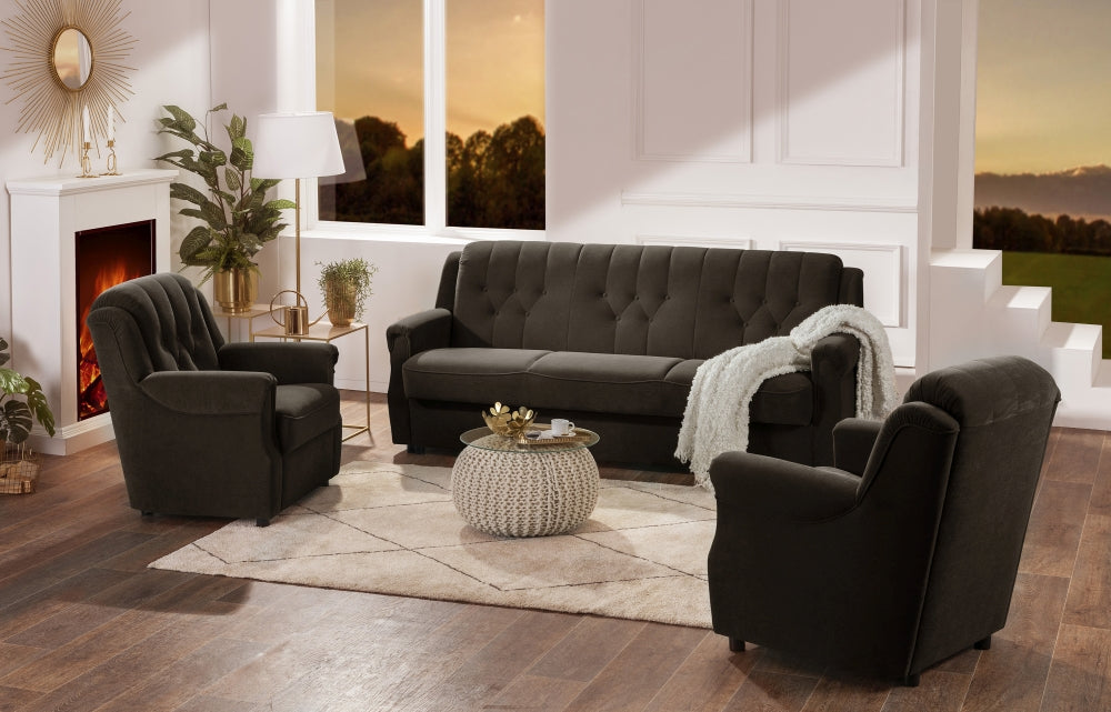 NEU Max Winzer | Freiburg | Sessel | Flockstoff | Füße Kunststoff Schwarz (Gleiter)