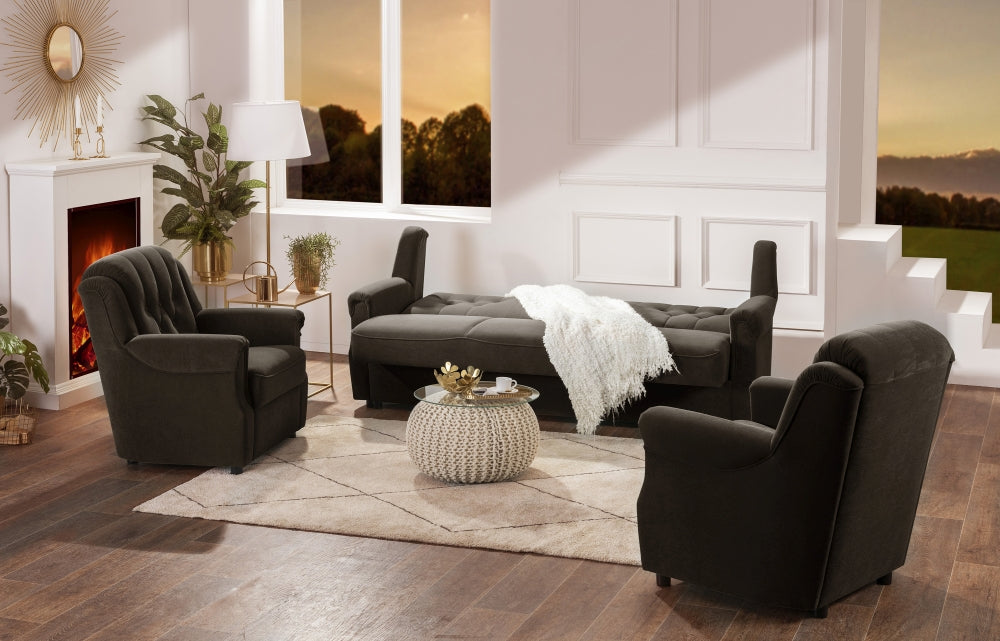 NEU Max Winzer | Freiburg | Sessel | Flockstoff | Füße Kunststoff Schwarz (Gleiter)