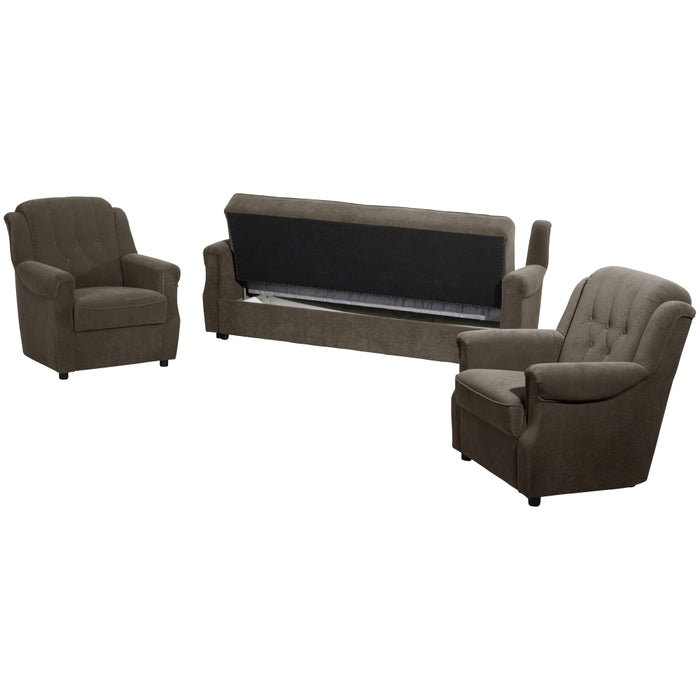 NEU Max Winzer | Freiburg | Sofa | Sofa 3-Sitzer mit Bettfunktion | Flockstoff | Füße Kunststoff Schwarz (Gleiter)